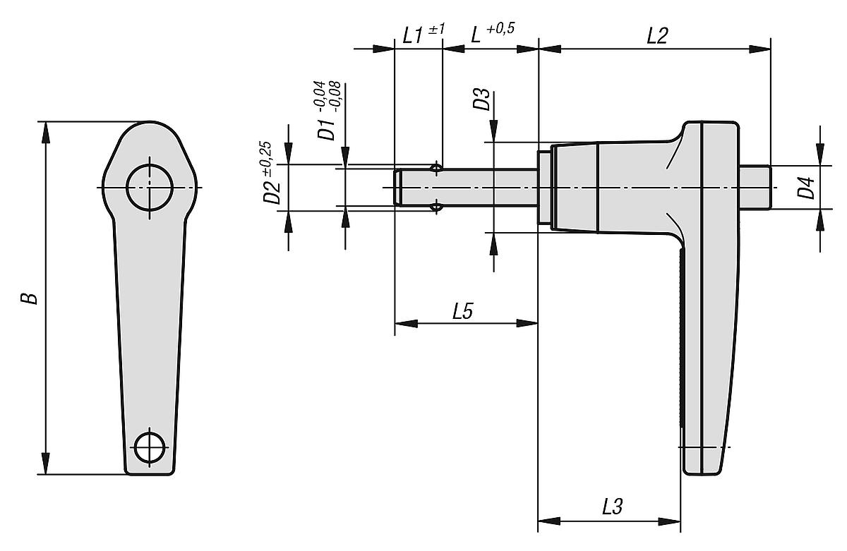 Kipp K0642.15712020 KUGELSPERRBOLZEN M. L GRIFF, D1=12, L=20, SELBSTSICHERND - K0642 Kugelsperrbolzen mit L Griff selbstsichernd - Massblatt