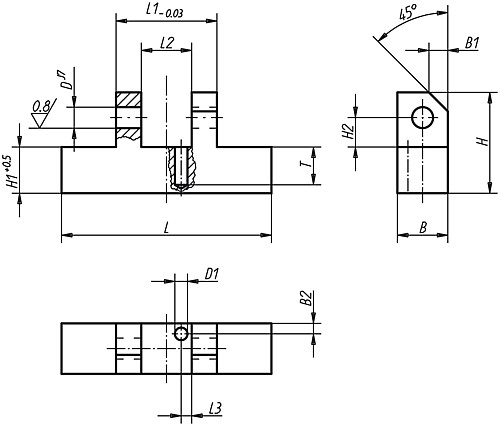 Norelem 08100-01 LAGERBOCK, KURZ, L=50 !!! AUSLAUFARTIKEL !!! NUR NOCH LAGERABVERKAUF !!! - Norelem 08100 Lagerboecke kurz
