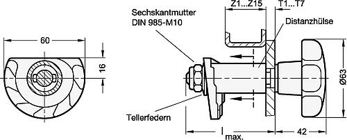 Ganter 117-SG-T3-Z11 TÜRVERRIEGELUNG (EINGESPRITZTER BOLZEN) - GN 117 Tuerverriegelungen-Skizze