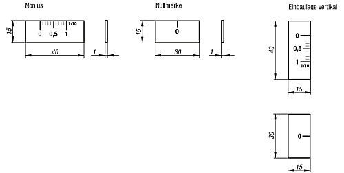 Norelem 21880-00 MASSSTAB EDELSTAHL, - Norelem 21880-NE Nonius und Nullmarken Edelstahl - selbstklebend