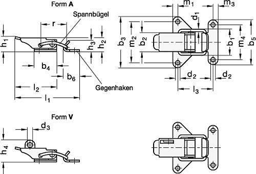Ganter 832.2-55-A-NI EDELSTAHL-SPANNVERSCHLUSS - GN 832-2 Spannverschluesse - Stahl - Edelstahl-Skizze