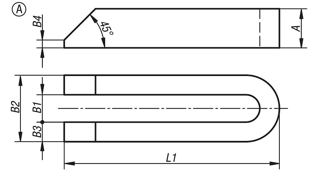 Norelem 04110-242 SPANNEISEN GABELF. DIN 6315  STAHL, B1=26, L1=315 - DIN 6315 Form B Spanneisen gabelfoermig  - Massblatt