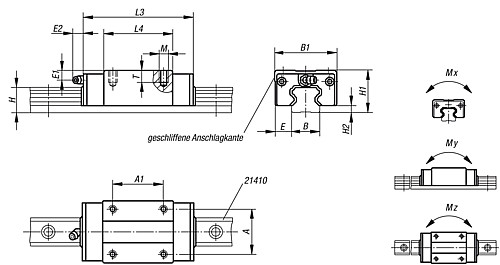 Norelem 21400-15106601 FÜHRUNGSWAGEN, - Norelem 21400 Fuehrungswagen