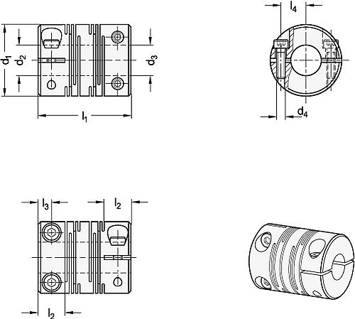 Ganter 2246-12-B4-4-NI Edelstahl Federstegkupplungen mit Klemmnabe - GN 2246 Edelstahl Federstegkupplungen mit Klemmnabe-Skizze