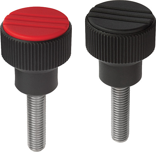 Norelem 06092-105X10 NOVO.GRIP RÄNDELKNOPF GR.1  M5X10, DECKEL SCHWARZGRAU - Norelem 06092-AG Raendelknoepfe mit Aussengewinde