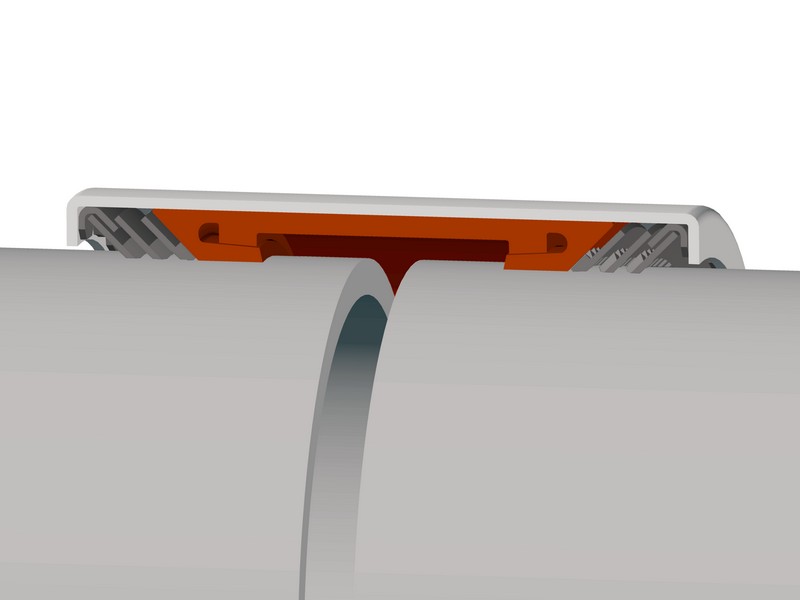 Leschhorn LSGRIP Rohrkupplung mit  zugfester Verbindung, DA 450; Bereich 457-460; PS 10; BL 146; - Proportional steigender Druck in Dichtung und Rohr