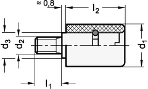 Ganter 599.5-13-M6-9 DREHBARER ZYLINDERGRIFF MIT EDELSTAHL GEWINDEB. - GN 599-5 Drehbare Zylinderknoepfe - Achsteil Edelstahl-Skizze