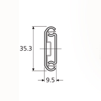 Accuride DZ2026-0050 Teleskopschienen 75% Teilauszug, Auszug in beide Richtungen, 9,5x35,3, SL 500,TR 360,5, 40kg, hell verzinkt - 2026 Accuride Teleskopschiene Profil