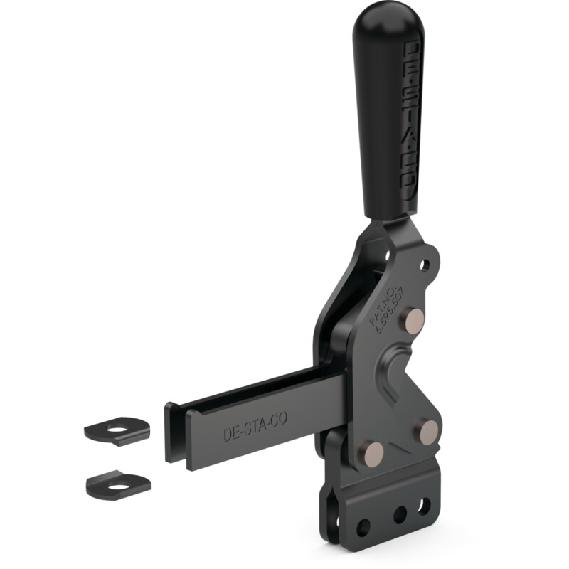 DESTACO 2007-UBR Vertikal-Kniehebelspanner Haltekraft 4500 N, Öffnungswinkel 80° - 2007-UB-LS-BLK Vertikalspanner - U-Spannarm - Fuss abgewinkelt - schwarze Ausfuehrung