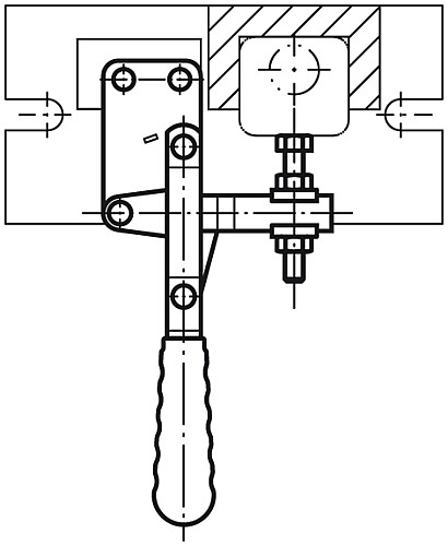 Norelem 05040-05 SCHNELLSPANNER VERTIKAL, MIT GERADEM FUSS, D=M5X35 - Norelem 05040 Schnellspanner vertikal mit geradem Fuss