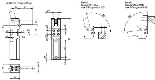 Norelem 05650-0500111 MINISPANNER FORM A, ELEKTRISCHE ENDLAGENABFRAGE - Norelem 05650 Minispanner mit elektrischer Endlagenabfrage -Magnet Schalter-