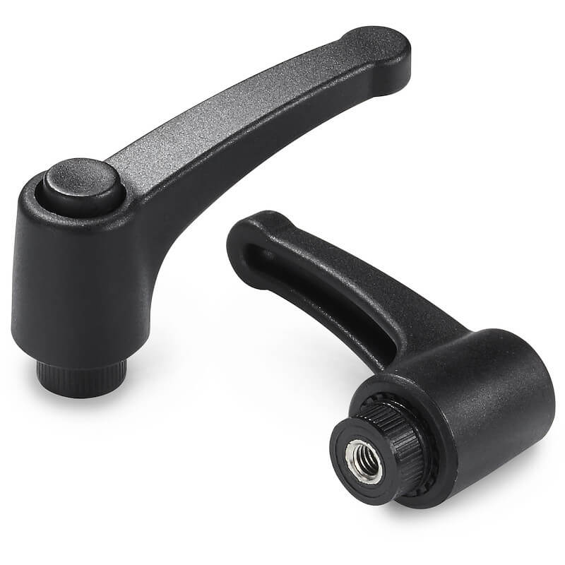 Leschhorn A582CIN verstellbare Klemmhebel  R 80; Innengewinde M10; Hebel und Knopf grau - Leschhorn A582CIN Verstellbare Klemmhebel - Kunststoff - Gewindebuchse Edelstahl - Abbildung