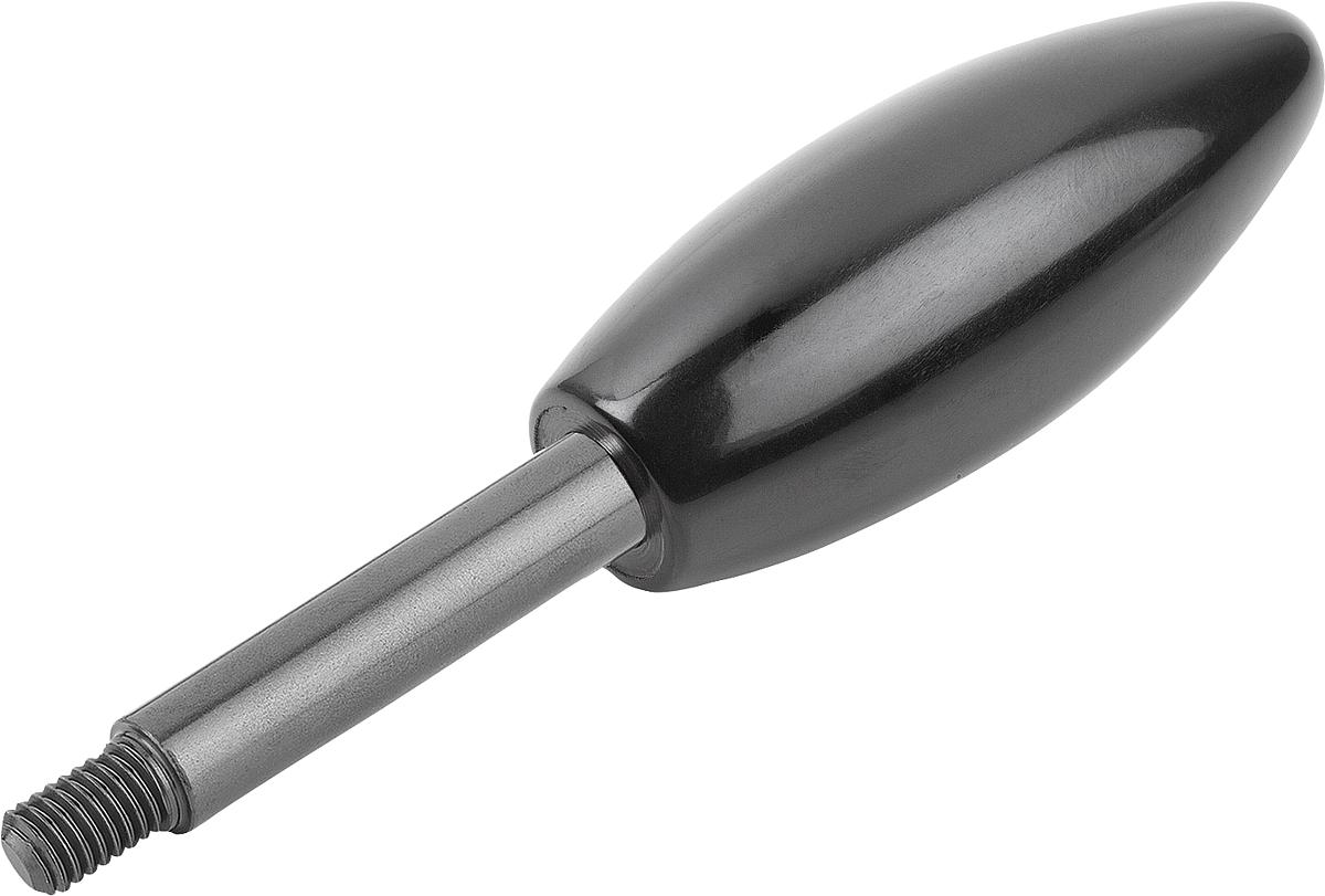 Norelem 06360-708X35 GRIFFSTANGE M06, L=35, D=8, FORM:B OVALKNOPF, STAHL BRÜNIERT, KOMP:DUROPLAST SCHWARZ HOCHGLANZPOLIERT - 06360-708X35 GRIFFSTANGE M06-L 35-D 8-FORM B OVALKNOPF-STAHL BRUENIERT-KOMP DUROPLAST SCHWARZ HOCHGL