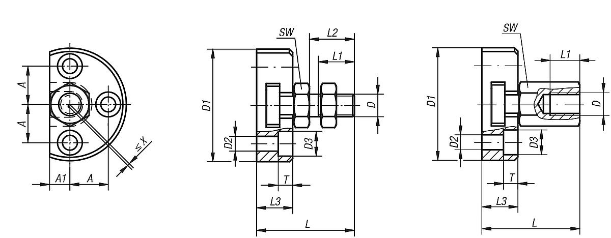 Kipp K0710.20351 SCHNELLSTECKKUPPLUNG MIT RADIAL , VERSATZAUSGLEICH UND ANSCH - K0710 Schnellsteckkupplungen mit Radialversatzausgleich und Anschraubflansch - Massblatt