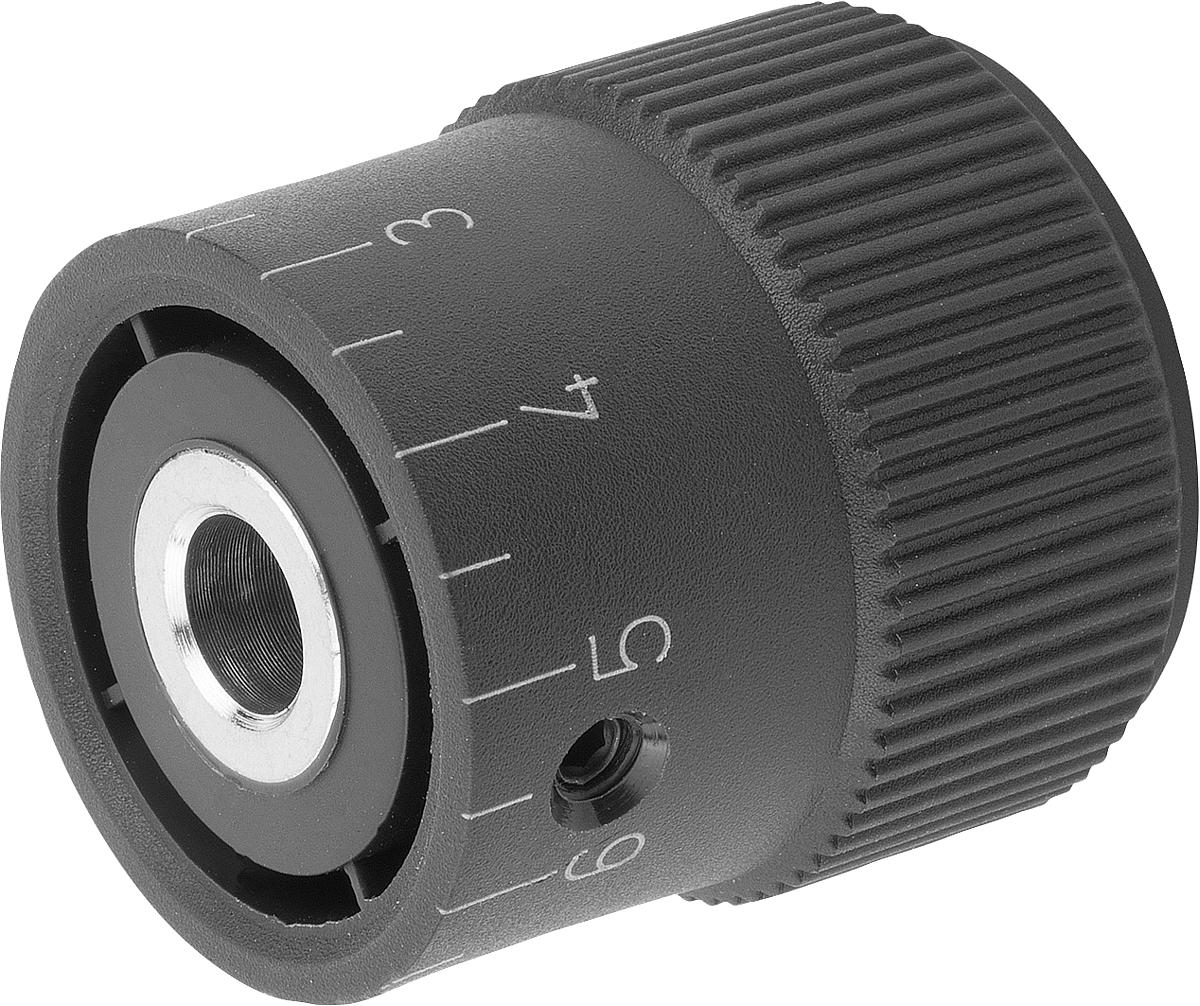 Norelem 06100-3105 NOVO.GRIP DOSIERKNOPF GR.1  D=5H8, FORM C, DECKEL SCHWARZGRAU - 06100-3105 NOVO-GRIP DOSIERKNOPF GR-1  D 5H8 - FORM C - DECKEL SCHWARZGRAU