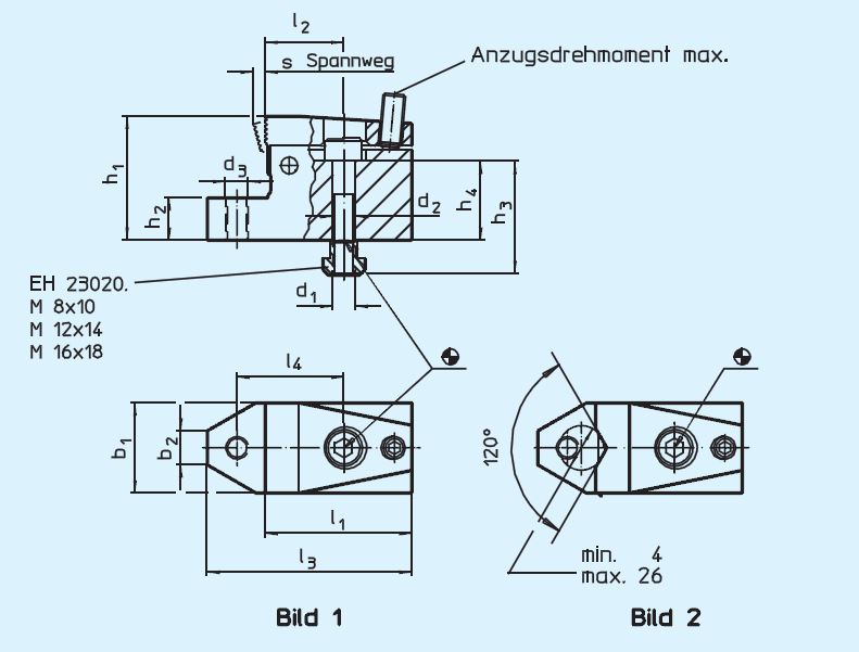 Halder 23210.0572 Niederzugspanner ohne Hebel mit Auflage, 18 x M 16 mit Prismen-Spannbacke - EH 23210 Niederzugspanner ohne Hebel mit Auflage