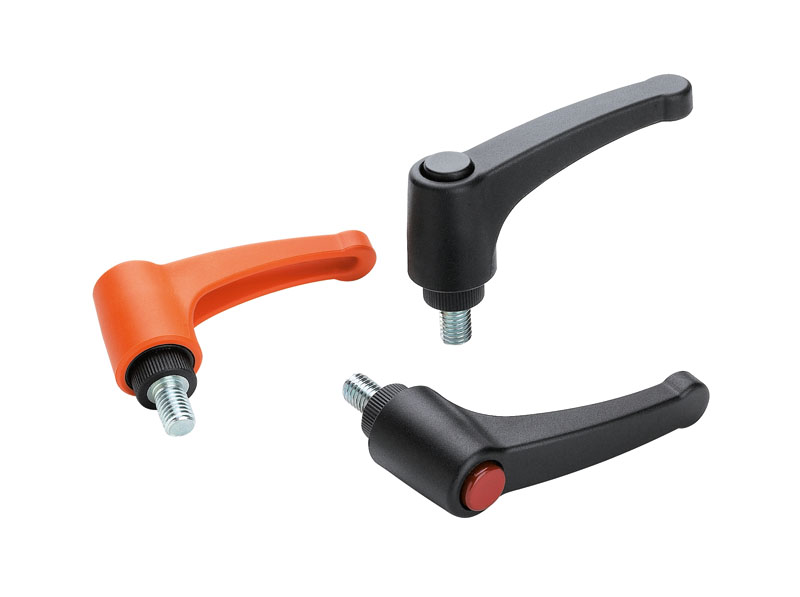 Leschhorn A583 Verstellbare Klemmhebel, Kunststoff  R 65; Außengewinde M6x45; Hebel und Knopf grau - Boteco A583 Verstellbare Klemmhebel