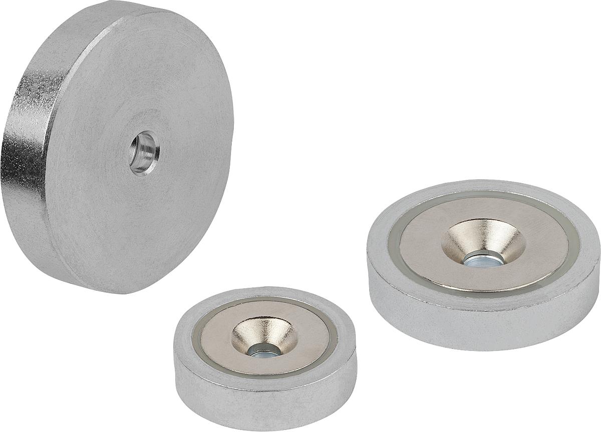 Norelem 09071-30-32 MAGNET FLACHGREIFER, RUND, NDFEB, KOMP:STAHL, D=32, D1=5,5, H=7 - 09071-30-32 MAGNET FLACHGREIFER - RUND - NDFEB - KOMP STAHL - D 32 - D1 5-5 - H 7