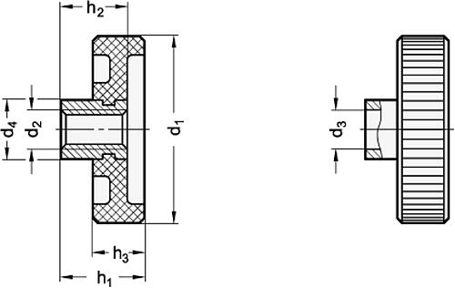 Ganter 226-KT-50-M10 GRIFFSCHEIBE (THERMOPLAST) - GN 226 Griffscheiben - Kunststoff-Skizze