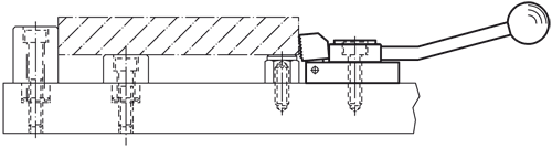 Halder 23210.0342 Niederzugspanner mit gekröpftemSpannhebel 14 x M 12 mit Prismen-Spannbacke, Spannrichtung rechts - Niederzugspanner Niederzugspanner mit gekroepftem Spannhebel