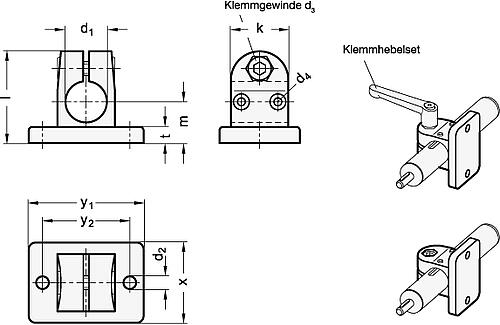 Ganter 145.1-B18-2-SW VERFAHRSCHLITTEN FLANSCHFORM - GN 145-1 Verfahrschlitten fuer Lineareinheiten - Aluminium-Skizze