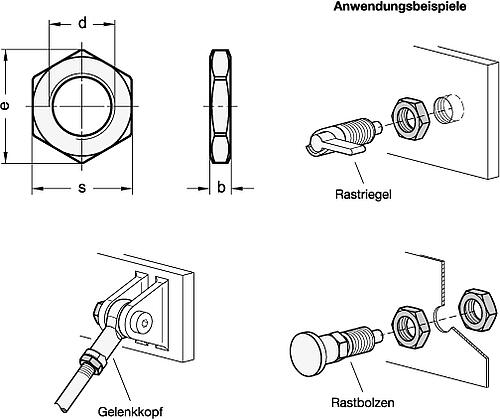 Ganter 8675-M10X1-04-BT Niedrige Sechskantmuttern, mit metrischem Feingewinde, Stahl - ISO 8675 Niedrige Sechskantmuttern - mit metrischem Feingewinde - Stahl-Abbildung
