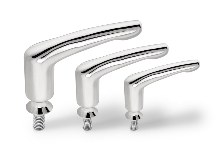 Kipp K1317.106X20 KLEMMHEBEL HYGIENIC USIT® MIT BUND GR.1, M06X20, EDELSTAHL 1.4404 POLIERT, KOMP:75 EPDM 295 - K1317 Klemmhebel HYGIENIC USIT mit Aussengewinde und Bund - Edelstahl - poliert