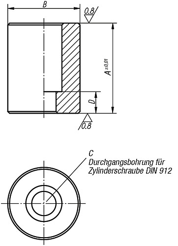 Kipp K0823.10025 STÜTZKÖRPER B=32, A=25 FÜR SCHRAUBE M10 - KIPP K0823 Stuetzkoerper