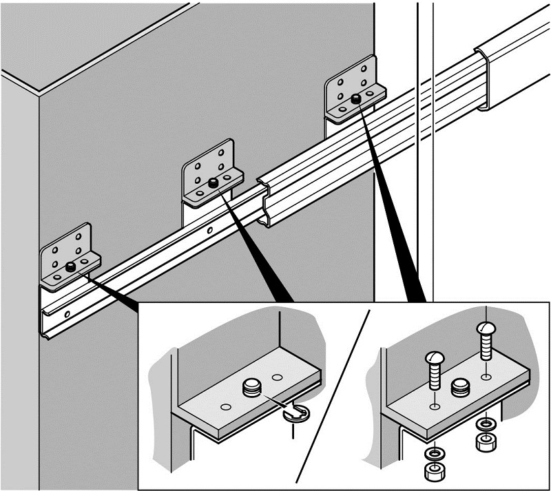 Accuride DS5322-0030-2 Edelstahl Teleskopschienen 100% Überauszug, 20,7x53,1, SL 300, TR 342, 80kg - 5322 Accuride Edelstahl Teleskopschiene - Montagebild