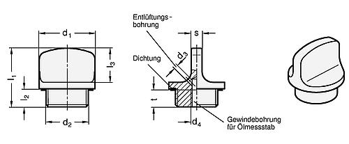Ganter 442-22-G3/8-1-BL VERSCHLUßSCHRAUBE - GN 442 Verschlussschrauben bis 200 Grad C - Aluminium-Skizze