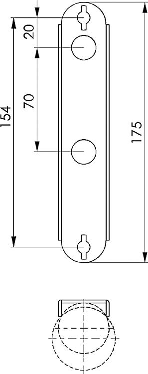 AMF 107G-25 Rundrohrunterlage, für Rohre mit Außendurchmesser: 34 - 60 mm - LE 107G-25 Rundrohrunterlage -Skizze