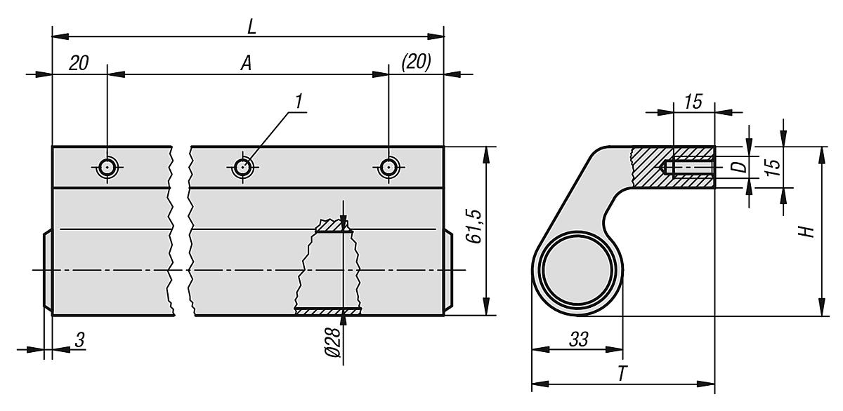 Kipp K0130.5002 WINKELGRIFF FORM B, L=500, SCHWARZ ELOXIERT - K0130 Winkelgriffe - Massblatt