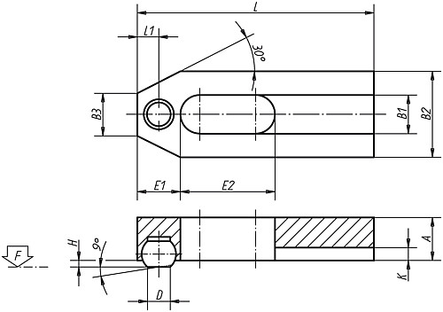 Norelem 04081-08 SPANNEISEN MIT ABGEFLACHTER KUGEL, FÜR SCHRAUBE M8, L=60 - Norelem 04081 Spanneisen mit abgeflachter Kugel