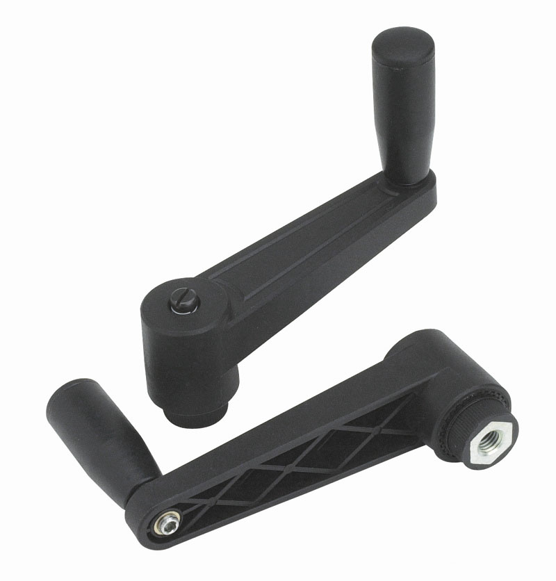Leschhorn E517 Handkurbeln  L 86; R 65; Gewinde d1 M08; Kunststoff PA, schwarz, Gewindebuchse Messing - Boteco E517 Handkurbeln