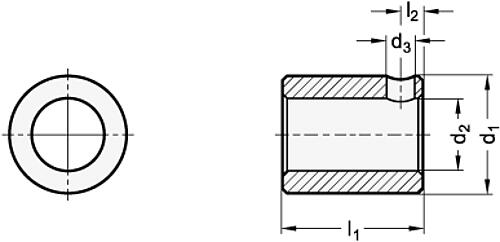 Ganter 952.1-10-B6-20 Reduzierbuchsen für Stellungsanzeiger, Stahl - GN 952-1 Reduzierbuchsen fuer Stellungsanzeiger - Stahl-Skizze