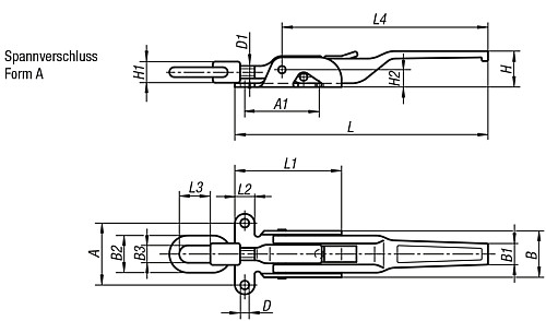 Norelem 05560-1702041 SPANNVERSCHLUSS EINSTELLBAR, FORM A, STAHL - Norelem 05560-SVA Spannverschluesse einstellbar - schwere Ausfuehrung - Form A