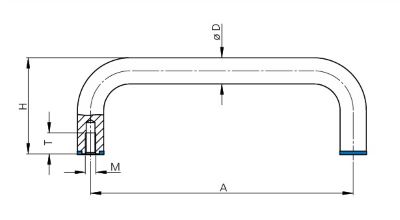 Leschhorn VA.HD-10.125.41 Bügelgriff, Antibakteriell, A=125, Griff 1.4404, Schrauben 1.4401, M=M5, D=10, - LE VA-HD antibakterielle Buegelgriff Serie - Massblatt