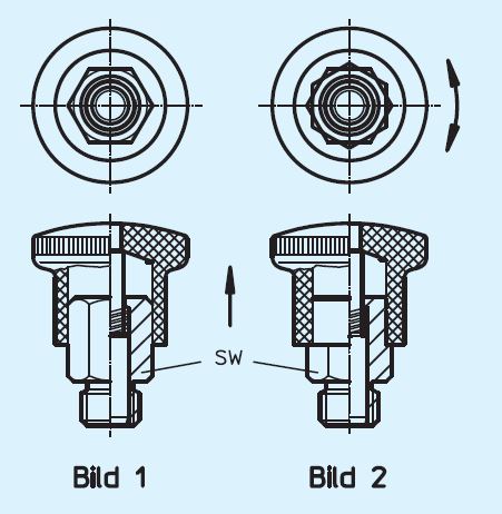 Halder 22110.0654 Rastbolzen Miniraster Standardausführung Ø 10 x M 16, mit Arretierung, Stahl - EH 22110 Rastbolzen Miniraster Standardausfuehrung