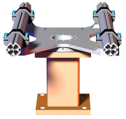 DESTACO CPI-HTW-250 Sockelhalterung für Flansche und Adapter der Roboter-Endeffektoren, Höhe 250 mm, Lochkreis 6xM10 auf 160 mm, Material Stahl - LE70000 HTW mit Schwerlast Fussklemmverbinder BM3-90