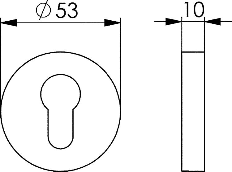 AMF 448 Zylinder-Rosette, Abmessung: Ø53 x 10 mm - LE 448 Zylinder-Rosette -Skizze