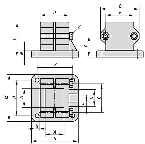 Kipp K0478.5230 FUSSKLEMMSTÜCK ALUMINIUMGUSS, A=30,3 - KIPP K0478 Fussklemmstuecke - Aluminium