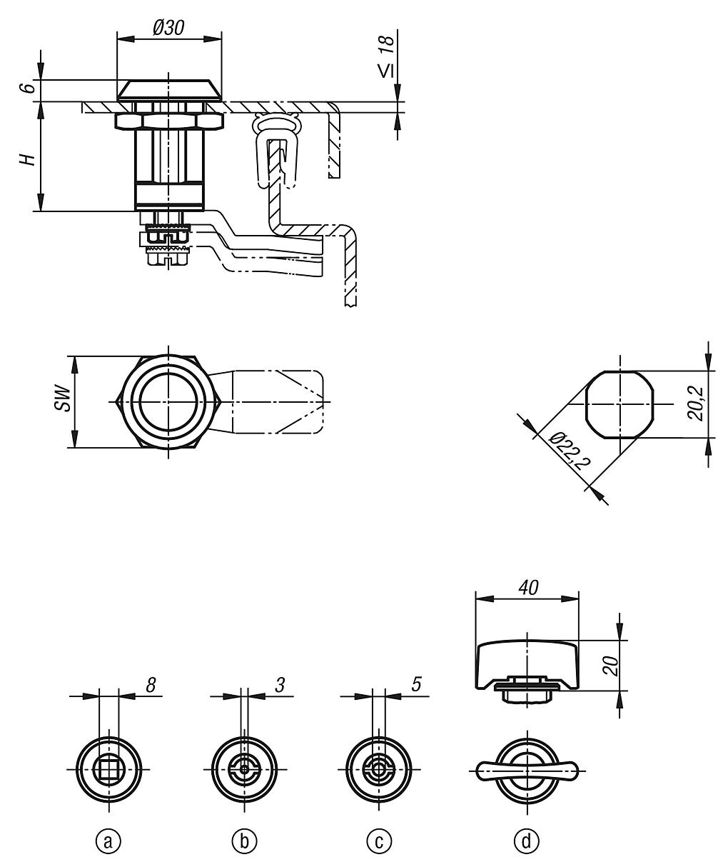 Kipp K0529.18321 KOMPRESSIONS DREHRIEGEL - K0529 Kompressions Drehriegel - Massblatt