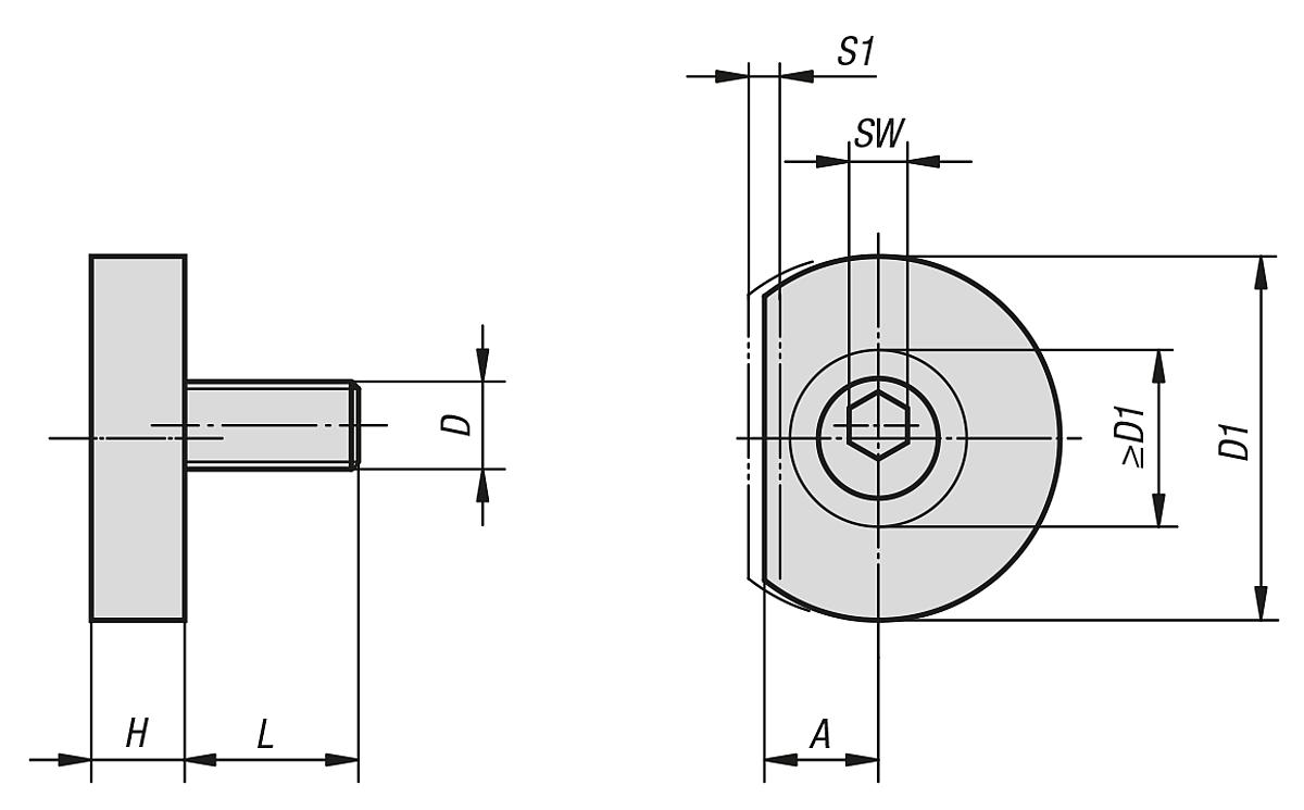 Kipp K0022.10 FORMSCHLUSS SPANN EXZENTER D=M10 - K0022 Formschluss Spann Exzenter - Massblatt