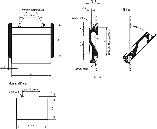 Norelem 06960-10021 SCHALENGRIFF FORM B, L=100, SCHWARZ ELOXIERT - Norelem 06960-B Schalengriffe - Form B