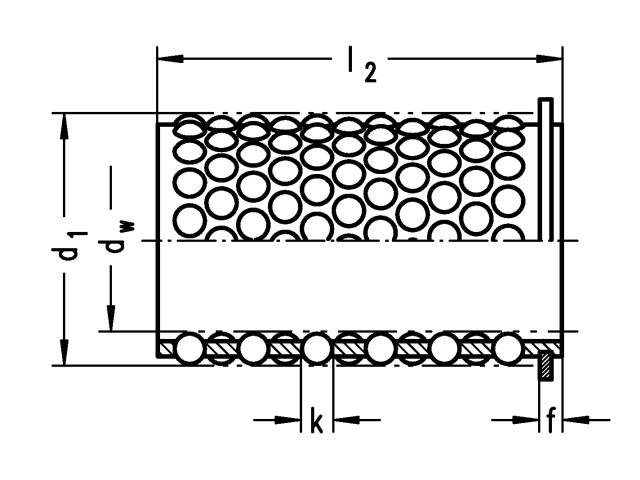 Mahr Motion  5001150 N511 dw = 30; d1 = 38; l2 = 56; k = 4; Kugeln = 162 STK; C = 3040 N; f = 4,8 , Kugelkäfige aus Messing mit Sicherungsring - Mahr N511 Kugelkaefige aus Messing mit Sicherungsring