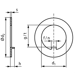 Leschhorn 462-30 Sicherungsbleche DIN 462 mit Innennase Stahl blank, d= 30mm, D= 50 mm, VPE= 10 Stück - DIN 462