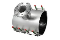 Leschhorn SST-140-160-DN100-BL300-NBR-V2A Anbohrschellen geteilter Überschieber mit Flanschabgang, Material 1.4301 (V2A, AISI 304), NBR, 140-160, DN100, BL300 " Umtausch ausgeschlossen" - SST NBR Ueberschieber