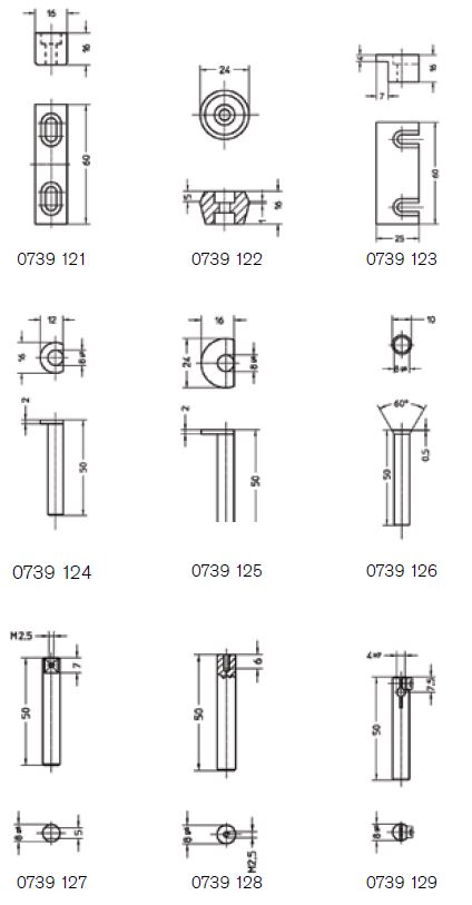 Helios Preisser 0739123  Tasterpaare  Abmessungen in Zeichnung ersichtlich - Helios Preisser - 0739 Tasterpaare