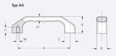 Leschhorn AG-22.R120.9003A Griff, antibakteriell, A=120, L=146, M=6, Aluminium - LE AG antibakterielle Buegelgriff Serie - Massblatt