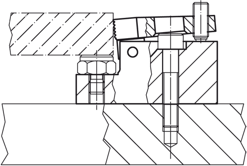 Halder 23210.0561 Niederzugspanner ohne Hebel mit Auflage, 14 x M 12 mit ebener Spannbacke - Niederzugspanner - ohne Hebel - mit Auflage - 10 x M 8 - mit Prismen-Spannbacke mit ebener Spannbacke